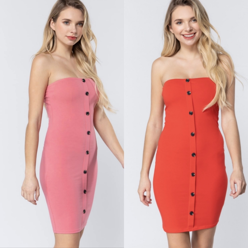 Button Down Tube Mini Dress